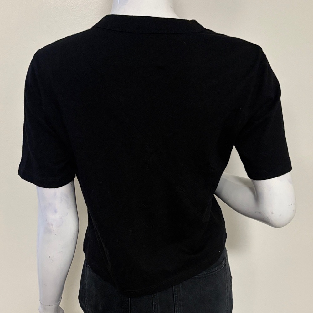 RtA Black Cotton Short Sleeve T-Shirt w Slash Cutout at the Chest Revolve FWRD - Picture 2 of 6